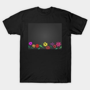 Hand drawn flower chalk style on blackboard T-Shirt